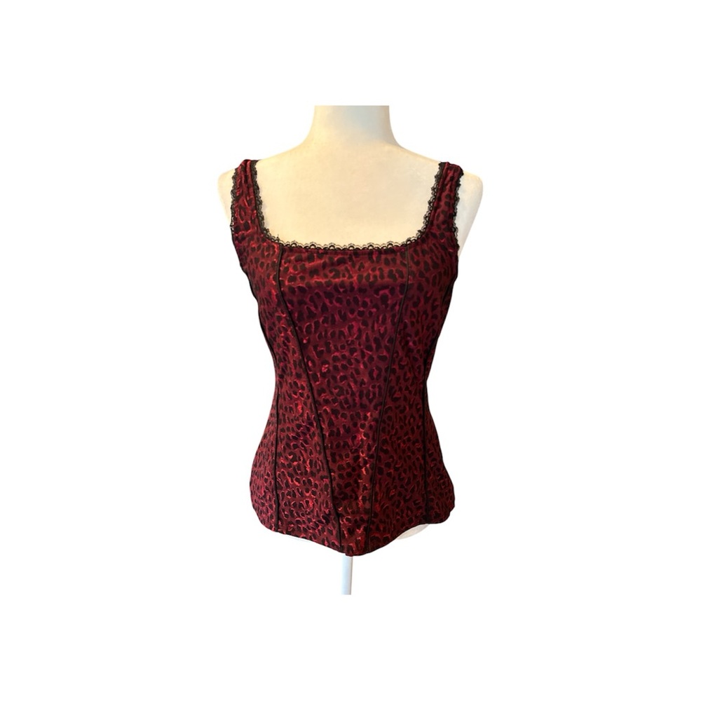 White House Black Market Classic Red and Black Blouse